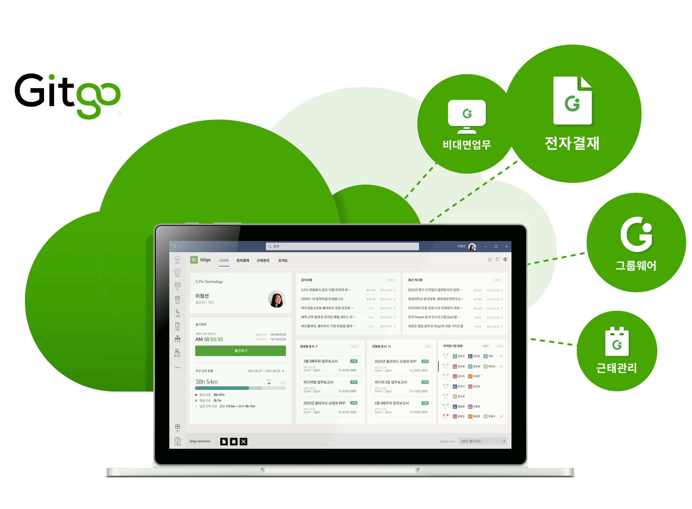 Gitgo - 협업툴과 전자결재, 그룹웨어, 근태관리 기능 등을 하나의 플랫폼에서 경험해 보세요